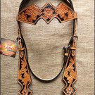 HILASON WESTERN H TOOL LEATHER HORSE BRIDLE HEADSTALL TAN