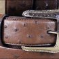 42 X 1 1/2" 3D BROWN MENS DRESS OSTRICH PRINT LEATHER BELT REMOVABLE BUCKLE