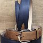 42" SILVER CREEK CLASSIC WESTERN BLACK W/BROWN LEATHER TRIM MEN BELT 1-3/8" Wide