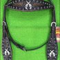 HILASON WESTERN LEATHER HORSE HEADSTALL BLACK CROSS GUN CONCHO