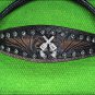 HILASON WESTERN LEATHER HORSE HEADSTALL BLACK CROSS GUN CONCHO