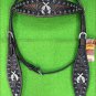 HILASON WESTERN LEATHER HORSE HEADSTALL BLACK CROSS GUN CONCHO