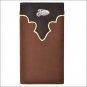 JUSTIN BROWN DISTRESSED LEATHER WESTERN MENS RODEO WALLET W/ SILVER CONCHO