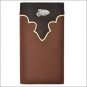 JUSTIN BROWN DISTRESSED LEATHER WESTERN MENS RODEO WALLET W/ SILVER CONCHO