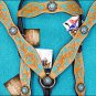 HILASON LEATHER HORSE BRIDLE HEADSTALL BREAST COLLAR WESTERN TURQUOISE W/ CONCHO