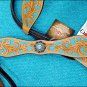 HILASON LEATHER HORSE BRIDLE HEADSTALL BREAST COLLAR WESTERN TURQUOISE W/ CONCHO