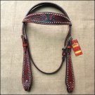 HILASON WESTERN LEATHER HORSE HEADSTALL BRIDLE MAHOGANY BLACK FLORAL CARVED