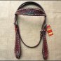 HILASON WESTERN LEATHER HORSE HEADSTALL BRIDLE MAHOGANY BLACK FLORAL CARVED