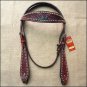 HILASON WESTERN LEATHER HORSE HEADSTALL BRIDLE MAHOGANY BLACK FLORAL CARVED