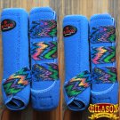 SMALL HILASON BLUE ZIGZAG HORSE FRONT REAR LEG PROTECTION SPORTS BOOT 4 PACK