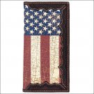 7 1/4" x 3 1/2" 3D BROWN WESTERN HAND TOOLED VINTAGE LEATHER MENS RODEO WALLET