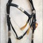HILASON WESTERN LEATHER HORSE BRIDLE HEADSTALL BLACK RAWHIDE BRAIDED