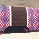 FEP309 HILASON WESTERN NEW ZEALAND WOOL HORSE SADDLE BLANKET BROWN CRIMSON