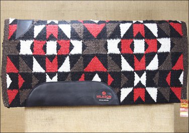 FEP235 MADE N USA HILASON WESTERN WOOL SHOCK BUSTER SADDLE BLANKET PAD WHITE RED