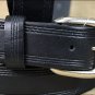 34IN. BLACK 1.5in CASUAL LEATHER BELT TRIPLE STITCHED EMBOSSED BORDER MADE IN US