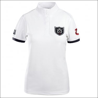 HORZE COOL WOMEN COMPETITION SHIRT RIDING STANDING COLLAR SHORT SLEEVES WHITE