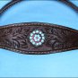 HILASON WESTERN LEATHER HORSE HEADSTALL BRIDLE BROWN TURQUOISE CONCHOS