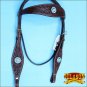 HILASON WESTERN LEATHER HORSE HEADSTALL BRIDLE BROWN TURQUOISE CONCHOS