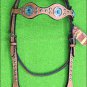 HILASON WESTERN LEATHER HORSE HEADSTALL BRIDLE TAN TURQUOISE CONCHO BLING