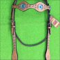 HILASON WESTERN LEATHER HORSE HEADSTALL BRIDLE TAN TURQUOISE CONCHO BLING