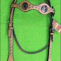 HILASON WESTERN LEATHER HORSE HEADSTALL BRIDLE TAN CROSS GUN CONCHOS
