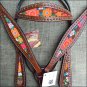 HILASON WESTERN LEATHER HORSE HEADSTALL BREAST COLLAR MAHOGANY W/ FLORAL INLAY
