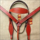 F614 HILASON LEATHER WESTERN HORSE HEADSTALL BRIDLE BREAST COLLAR - MAHOGANY