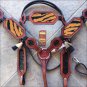 HILASON WESTERN LEATHER HORSE HEADSTALL BREAST COLLAR MAHOGANY W/ TIGER INLAY