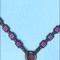 HILASON WESTERN LEATHER HORSE BREAST COLLAR BROWN LAVENDER BLING CONCHO