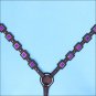 HILASON WESTERN LEATHER HORSE BREAST COLLAR BROWN LAVENDER BLING CONCHO
