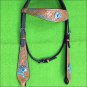 HILASON WESTERN LEATHER HORSE HEADSTALL BRIDLE TAN TURQUOISE BLING CONCHO