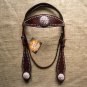 HILASON WESTERN LEATHER HORSE BRIDLE HEADSTALL BROWN PINK FLORAL CONCHO