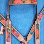 HILASON WESTERN LEATHER HORSE HEADSTALL BREAST COLLAR TAN W/ FLORAL INLAY