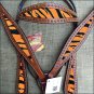 HILASON WESTERN LEATHER HORSE HEADSTALL BREAST COLLAR MAHOGANY TIGER INLAY