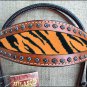 HILASON WESTERN LEATHER HORSE HEADSTALL BREAST COLLAR MAHOGANY TIGER INLAY