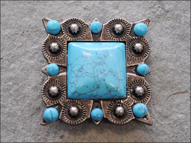 TURQUOISE SQUARE RHINESTONE CONCHO BLING HEADSTALL TACK SADDLE BELT