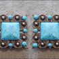 TURQUOISE SQUARE RHINESTONE CONCHO BLING HEADSTALL TACK SADDLE BELT