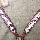 S441 HILASON WESTERN COWHIDE HAIR ON LEATHER HORSE BREAST COLLAR RHINESTONES