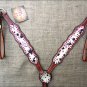S441 HILASON WESTERN COWHIDE HAIR ON LEATHER HORSE BREAST COLLAR RHINESTONES