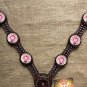 HILASON WESTERN LEATHER HORSE BREAST COLLAR BROWN PINK WHEEL CONCHO
