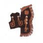 MEDIUM TOUGH 1 YOUTH SPLIT LEATHER 2 POCKET VEST & CHAP SET W/ HORSES BLACK