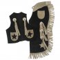 LARGE TOUGH 1 SPLIT LEATHER 2 POCKET YOUTH VEST & CHAP SET W/ STARS BLACK