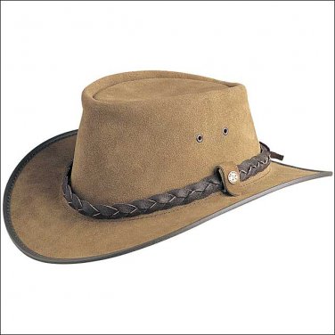 LARGE CONNER HANDMADE BC HATS BAC PAC TRAVELLER SUEDE AUSTRALIAN LEATHER BARK