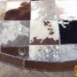 HR143-F HILASON HOME DECOR COWHIIDE HAIR ON LEATHER PATCHWORK ROUND RUGS CARPET