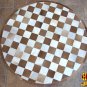 HR138-F HILASON HOME DECOR COWHIIDE HAIR ON LEATHER PATCHWORK ROUND RUGS CARPET