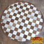 HR138-F HILASON HOME DECOR COWHIIDE HAIR ON LEATHER PATCHWORK ROUND RUGS CARPET