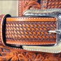 34x1 1/2" 3D NATURAL MENS WESTERN FASHION LEATHER FLORAL BELT REMOVABLE BUCKLE