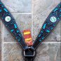 HILASON WESTERN LEATHER HORSE BREAST COLLAR BLACK TURQUOISE CONCHO