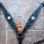 HILASON WESTERN LEATHER HORSE BREAST COLLAR BLACK TURQUOISE CONCHO
