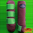 LARGE HILASON GLITTER GREEN HORSE REAR LEG PROTECTION ULTIMATE SPORTS BOOT PAIR